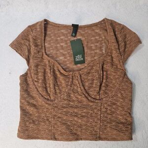 Wild Fable Sz M Brown Cap Sleeve Corset Top Bustier Crop